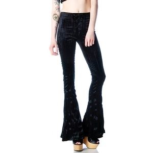 NWT Lip Service Velvet Lace Up Bell Bottoms